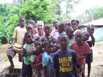 Team member with children